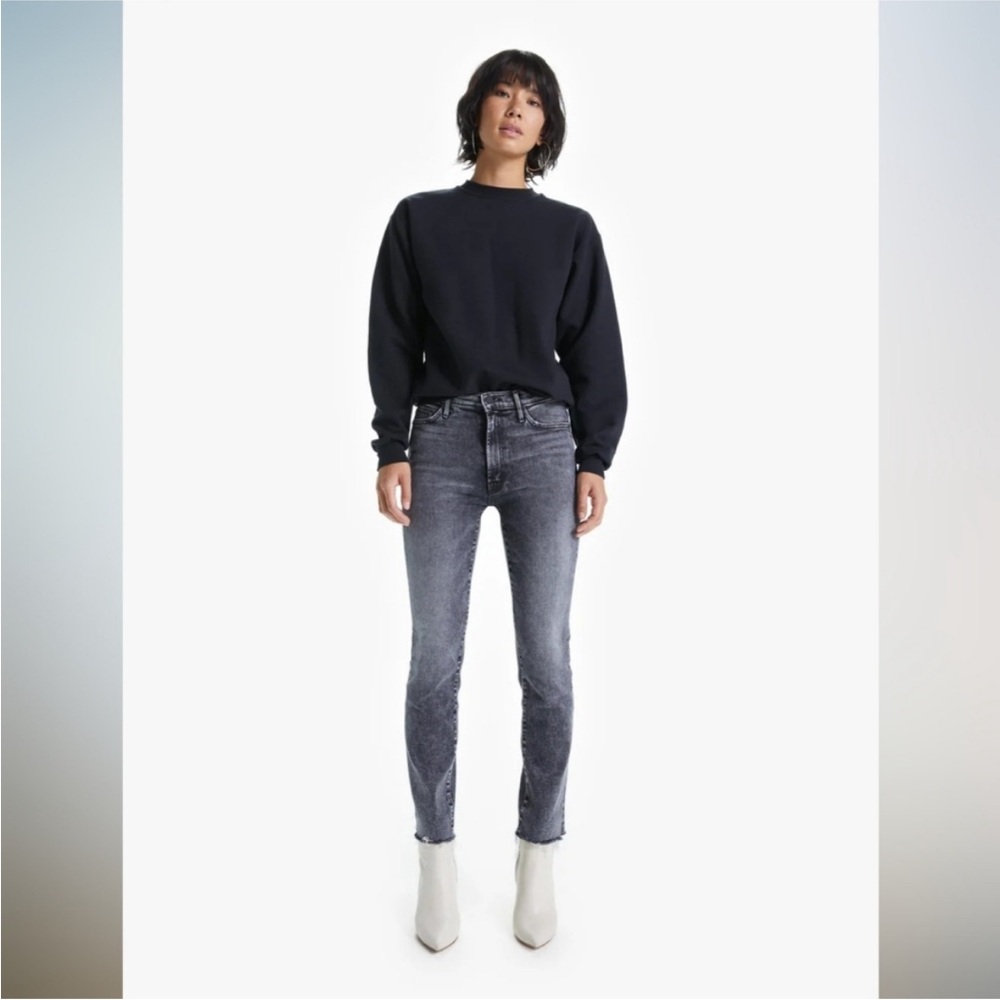 MOTHER High Waisted Rascal Ankle Snippet Jeans- washed black